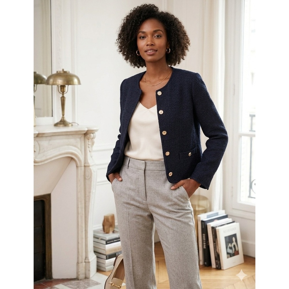 Free Assembly Tweed Jacket Womens XXL Navy‎ Blue New